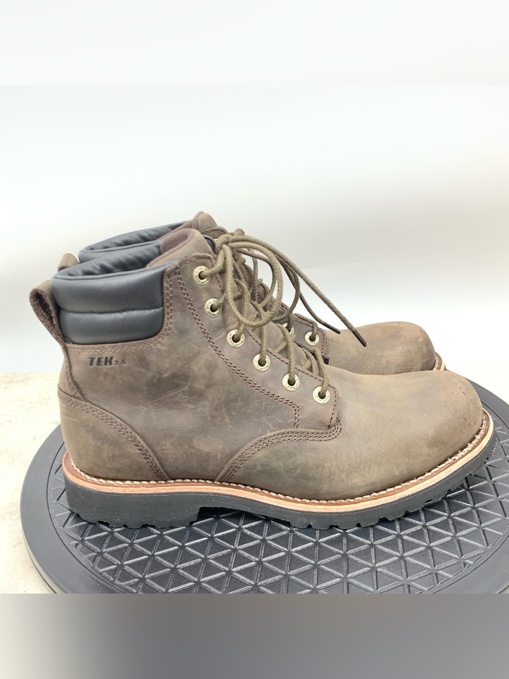LL Bean Bucksport Boots Men Size 8.5 Shoes Plain Toe Brown Leather Padded Collar
